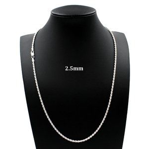 Real 925 SOLID Sterling Silver 2.5mm Rope Chain Necklace 16" inch